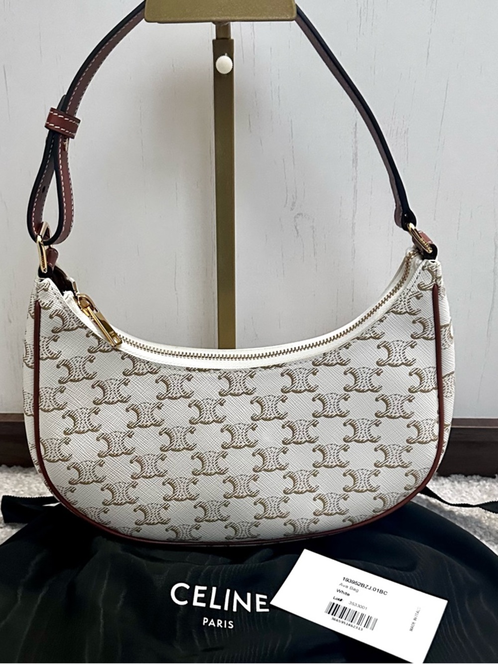 CELINE Triomphe Coated Canvas Ava Shoulder Bag - Neutral
